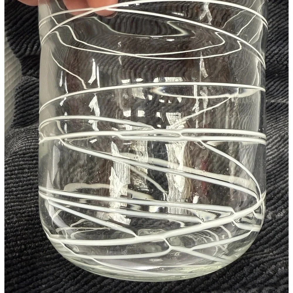 Blown Glass Clear Vase With White Modern‎ Design 5.75